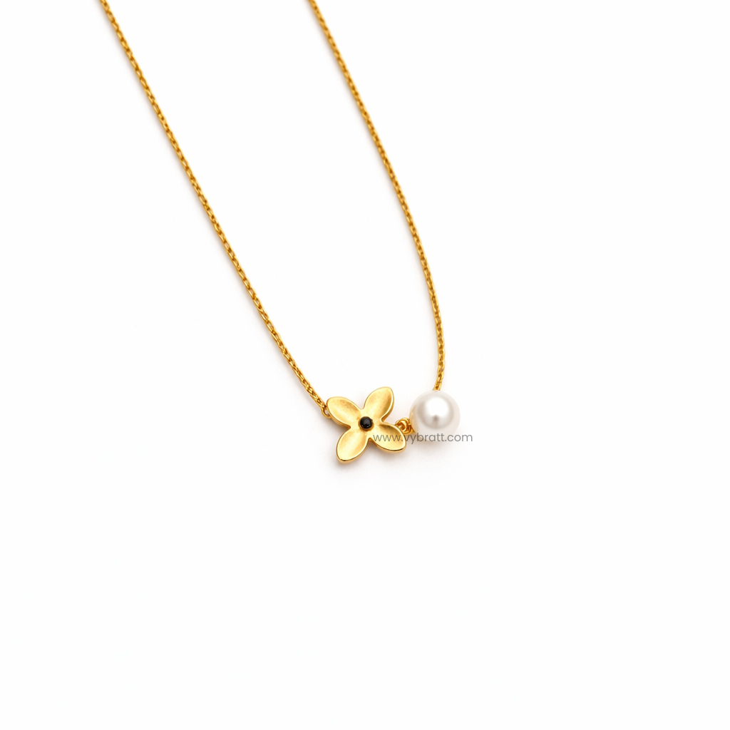 Floral Themed Anti Tarnish Stainless Steel Pendant (Gold Plated)