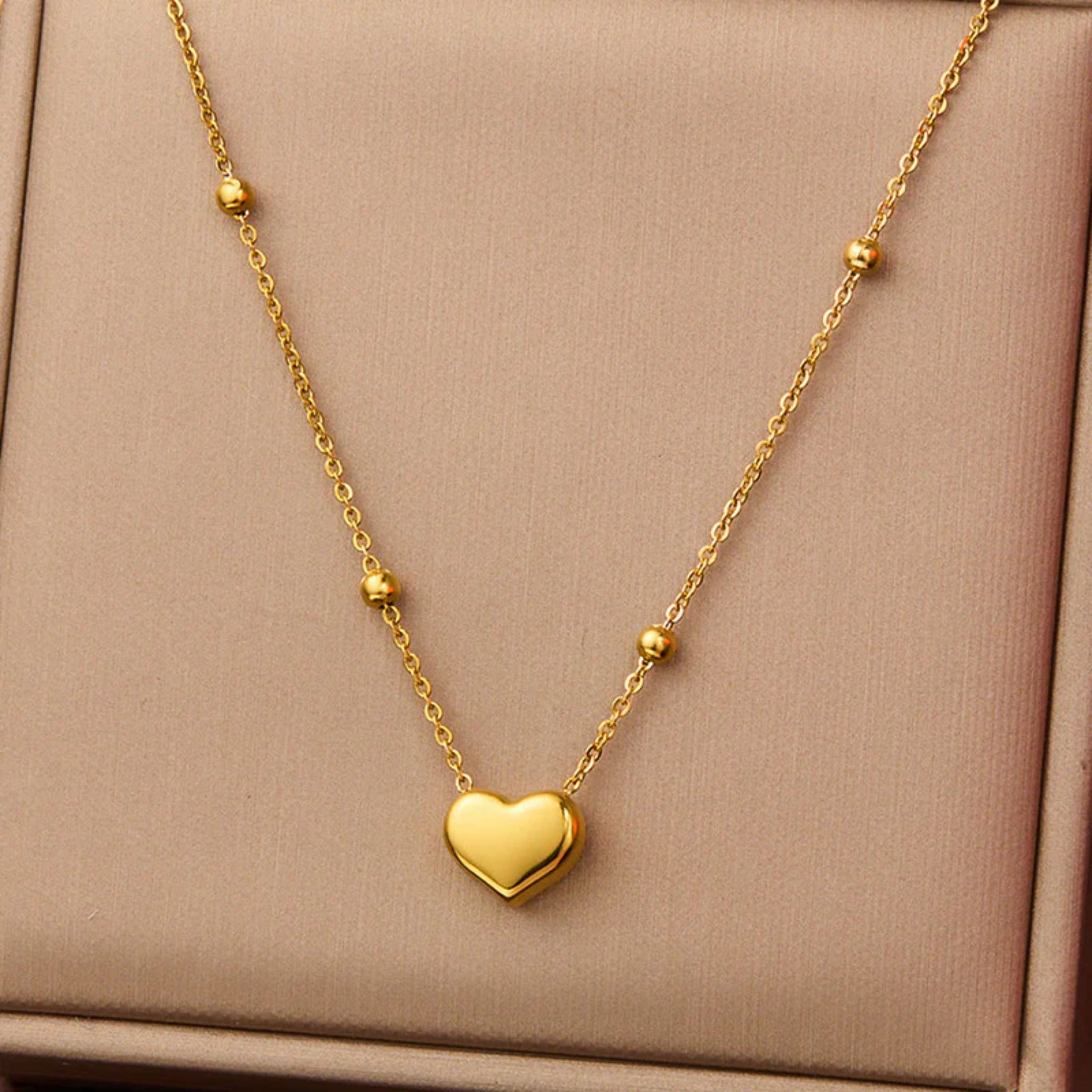 Anti Tarnish Golden Charm Heart Necklace