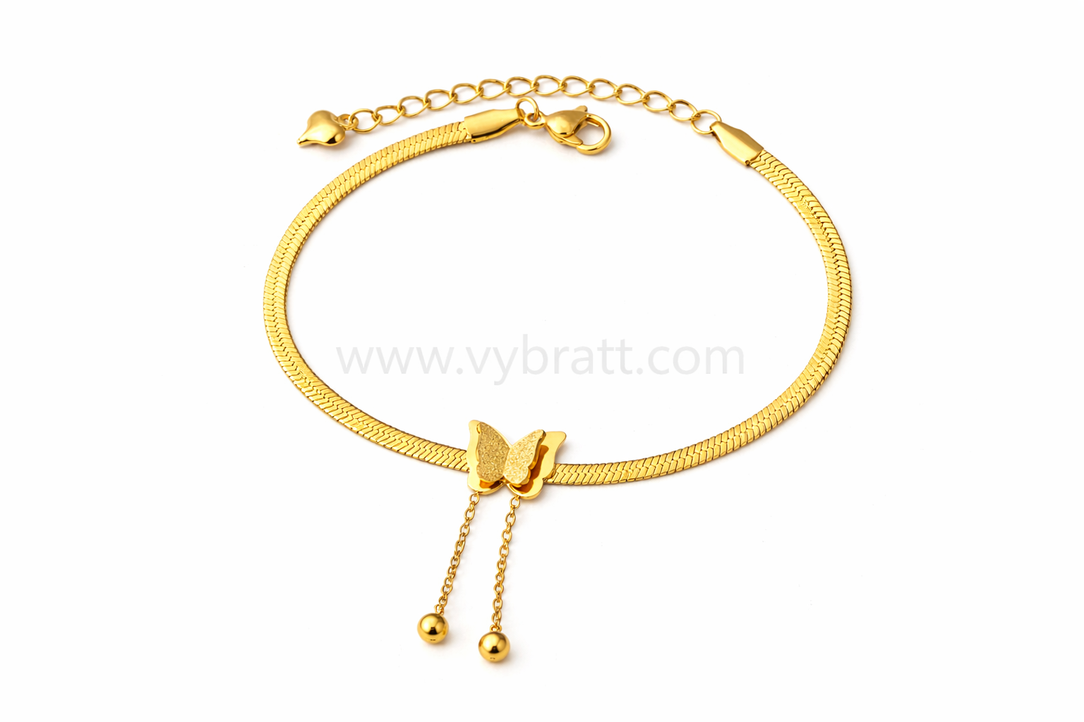 Anti Tarnish Premium Golden Glitter Butterfly Bracelet