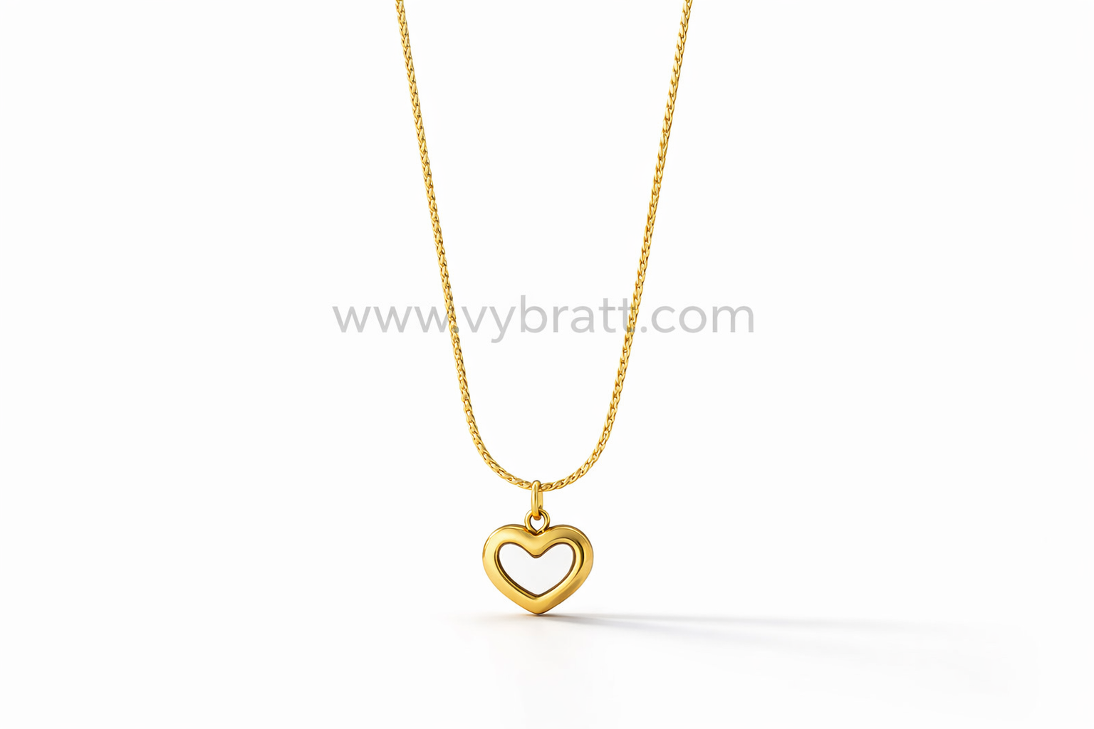 Elegant White in Gold Heart Pendant (Anti Tarnish)