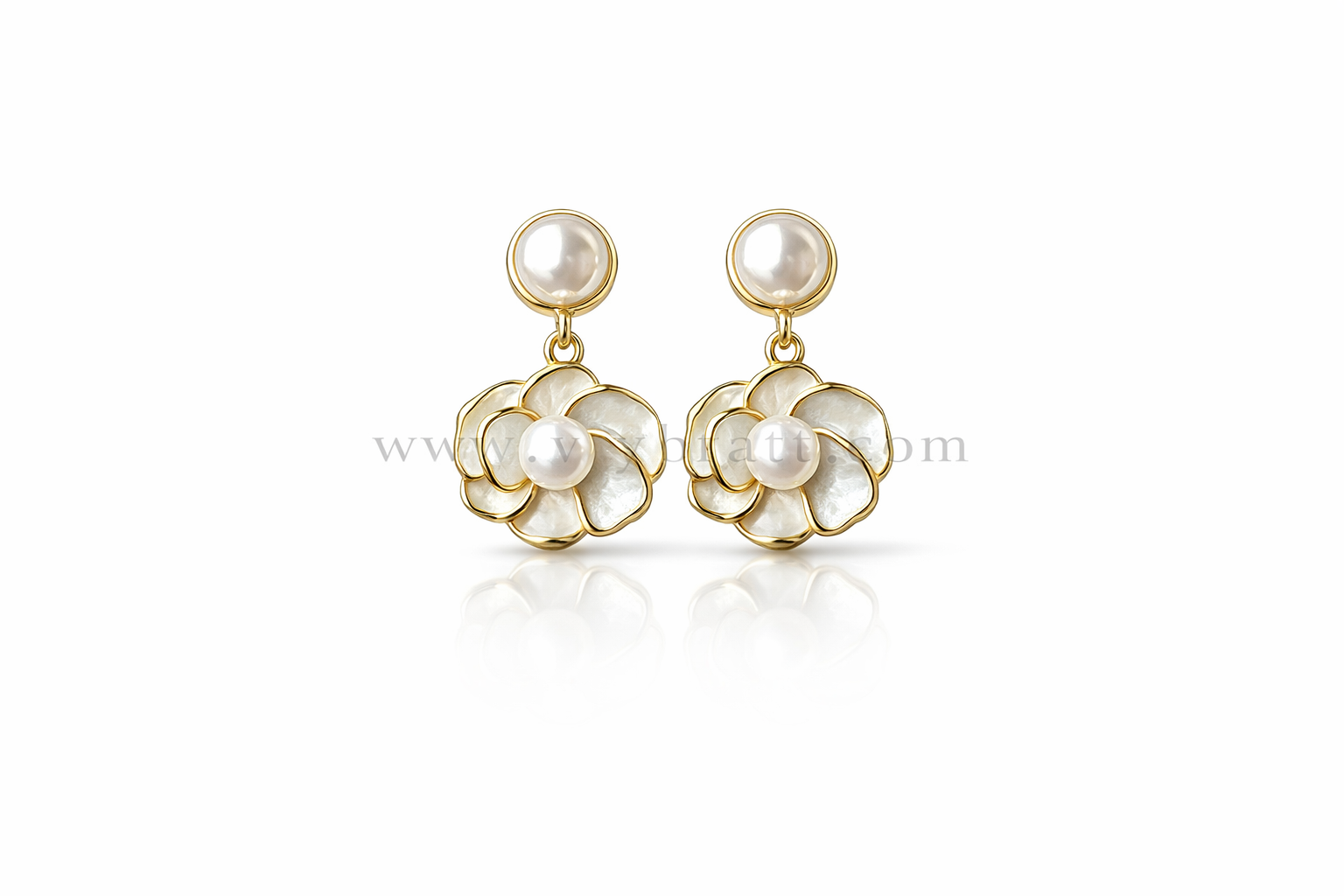Elegant White Flower Pearl Earrings