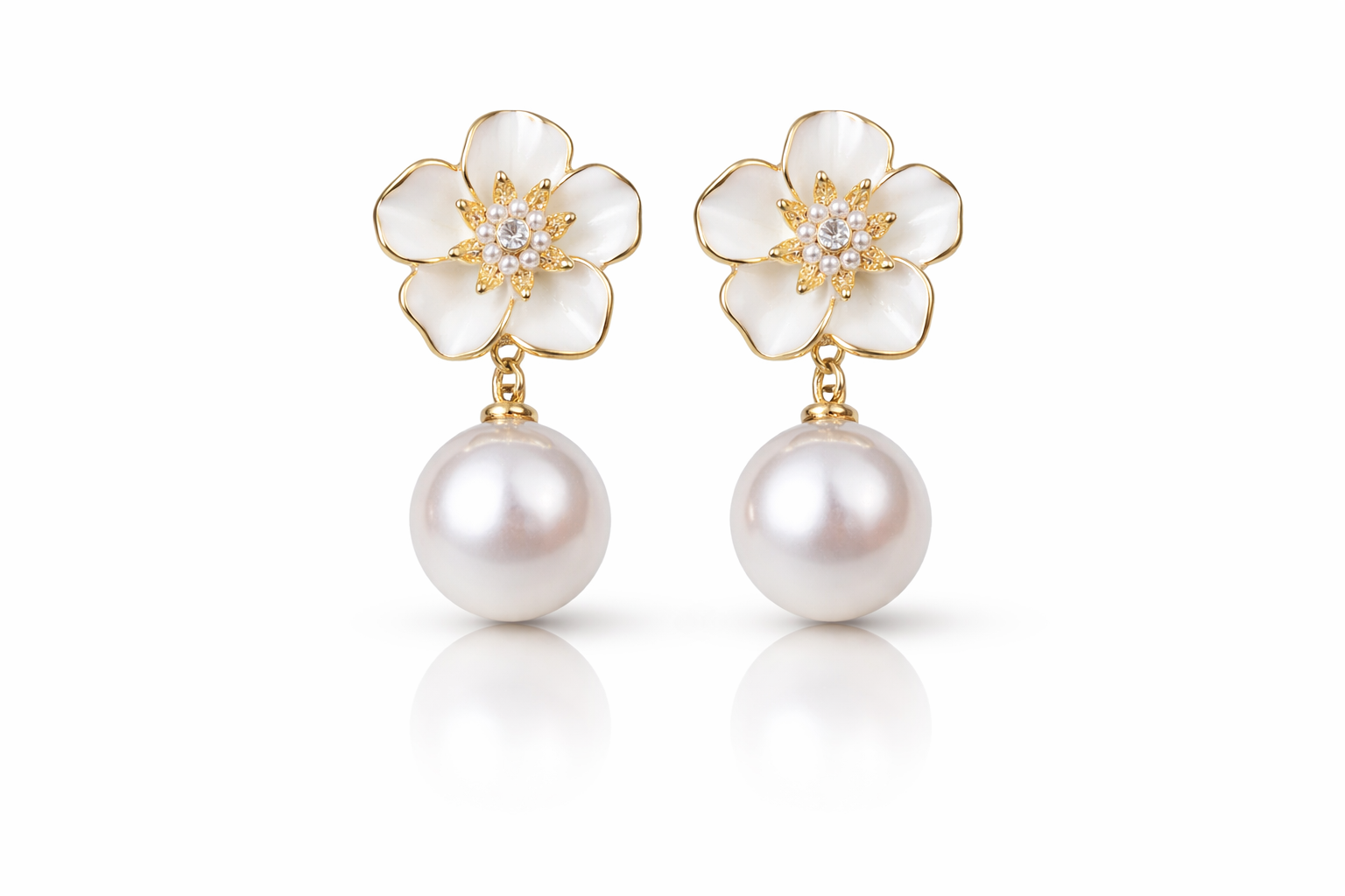 Elegant Floral Pearl Earrings